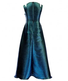 Tween Diva Blue/Green Metallic Iridescent Two Tone Split Shoulder Walk Through Dress 